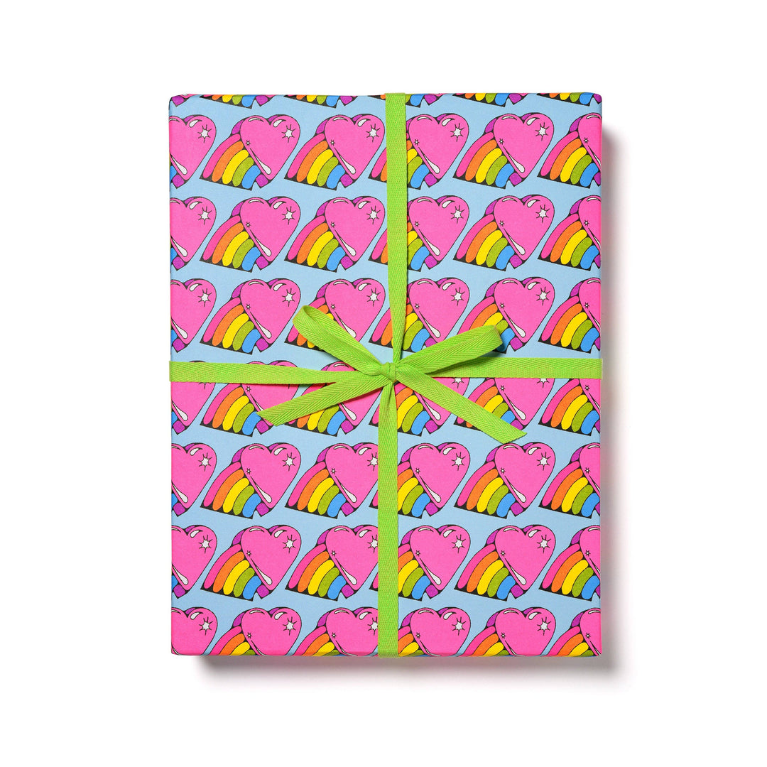 Rainbow Hearts wrapping paper: Roll of 3 Sheets