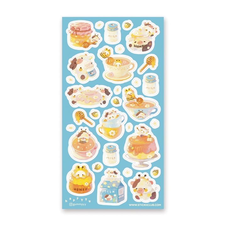 Kawaii Milk Honey Sticker Sheet