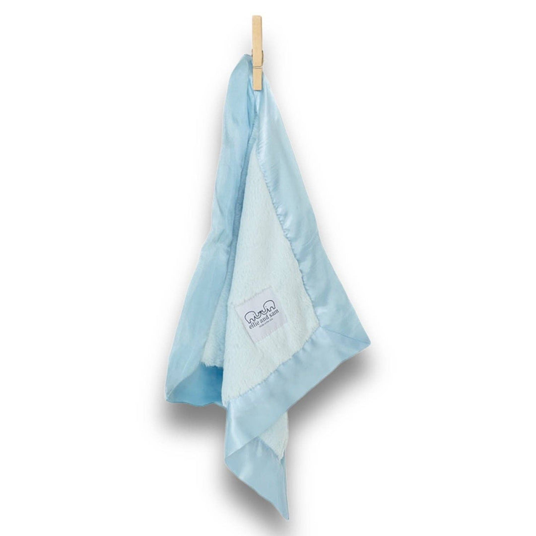 Blue Luxury Baby Lovey with Satin Trim in Luxe