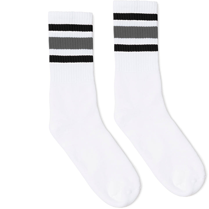 Adult L/XL Black and Grey Striped Socks