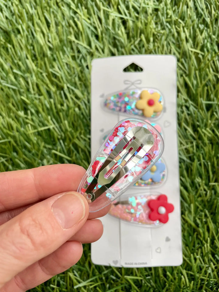 Flower Confetti Hair Clips