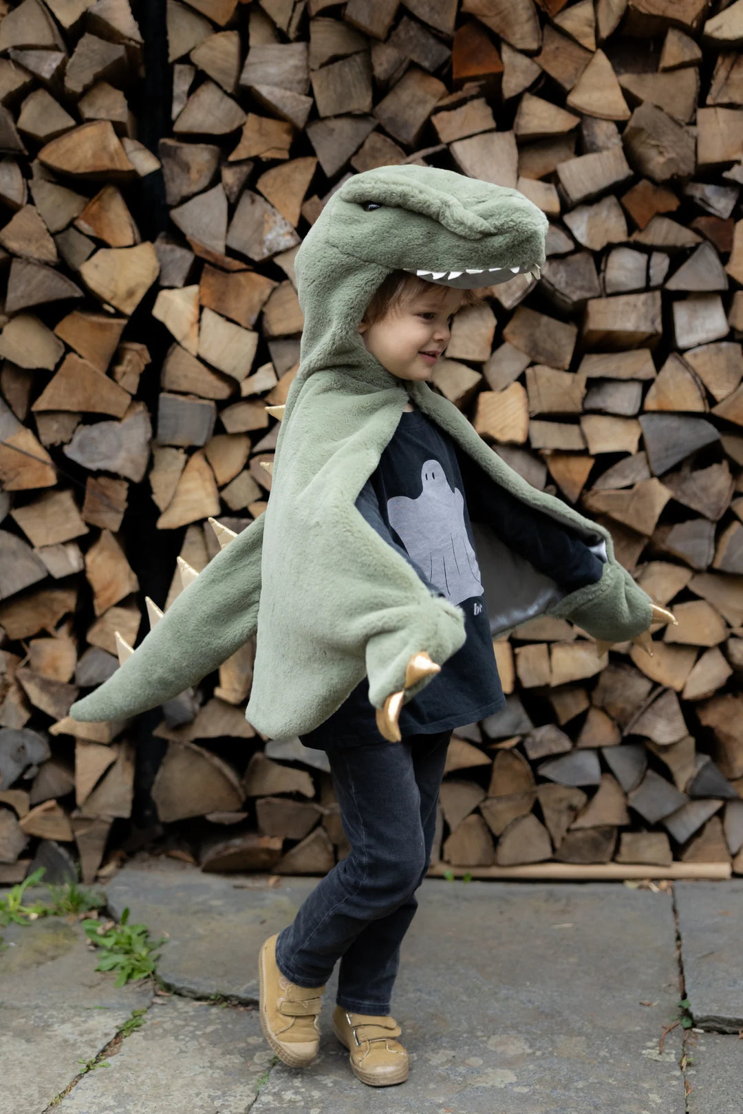 T-Rex Cuddle Cape, Green, 3-4