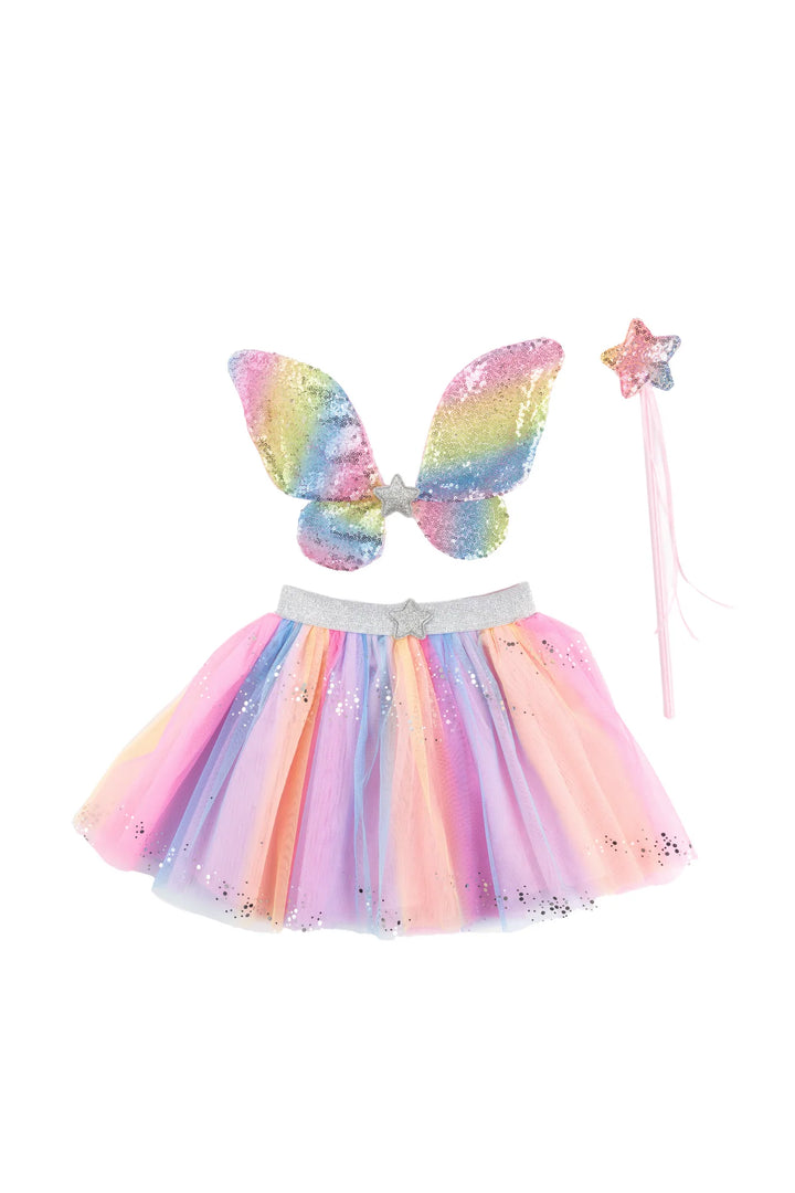 Rainbow Sequins Skirt w/Wings & Wand, Size 4-6