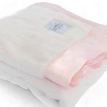 Pink Luxury Baby Blanket with Satin Trim in Luxe