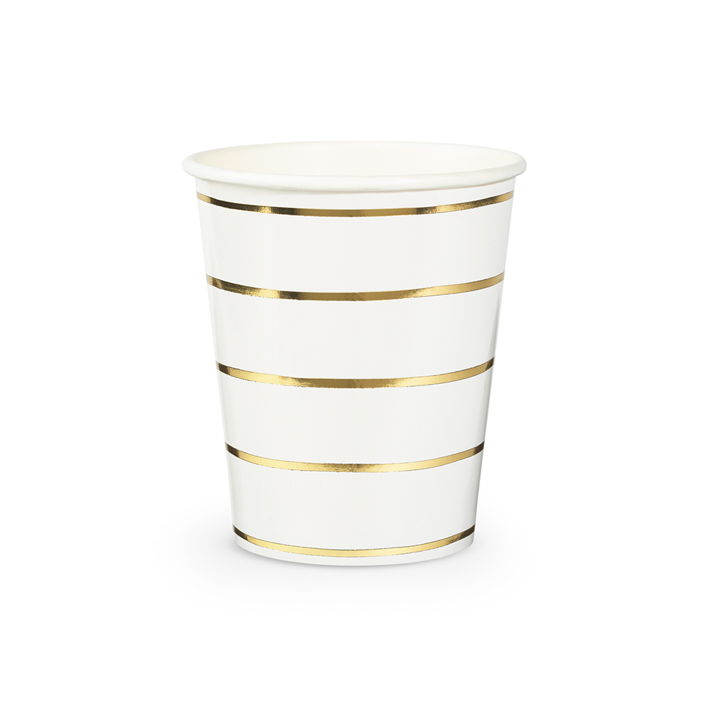 Frenchie Metallic Striped 9oz Cups Gold