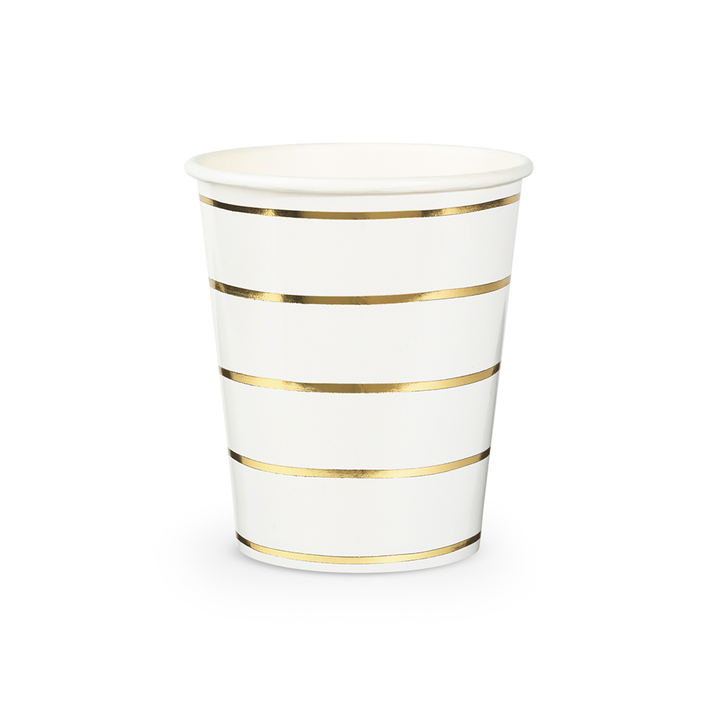 Frenchie Metallic Striped 9oz Cups Gold