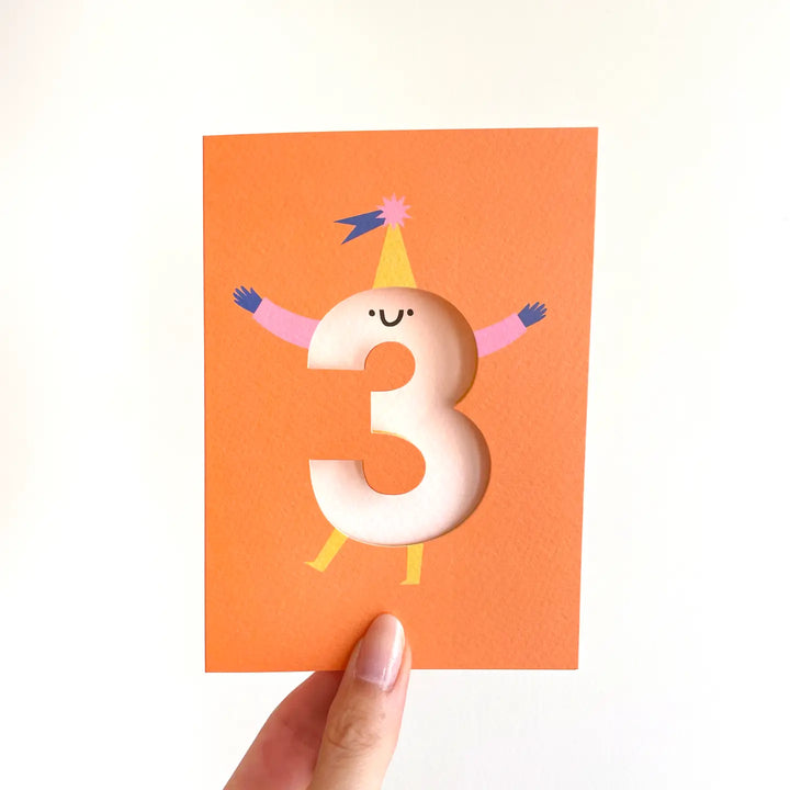 Age 3 - Die Cut Birthday Card
