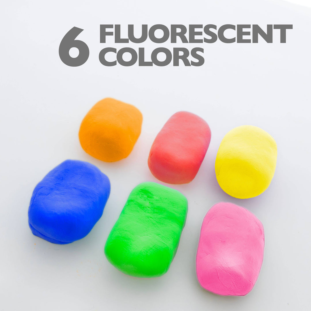 Fluorescent Color Air Dry Modeling Clay, 6 Colors, 0.5 Oz