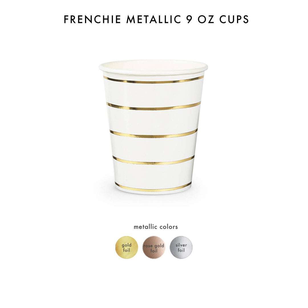 Frenchie Metallic Striped 9oz Cups Gold