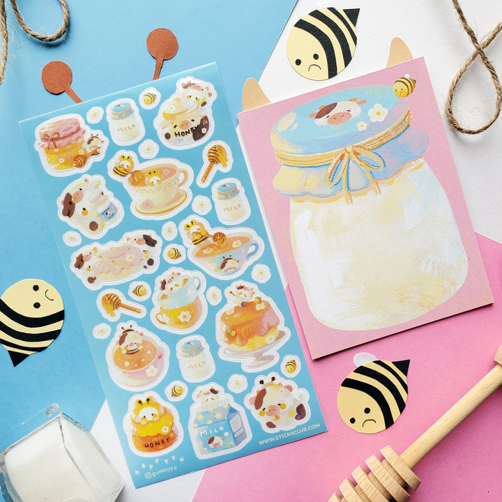 Kawaii Milk Honey Sticker Sheet