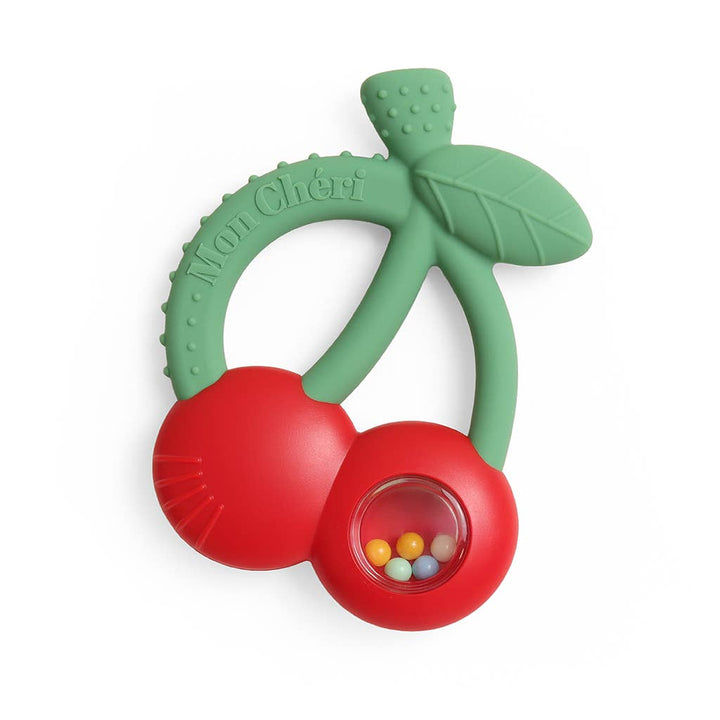 Silicone Teether with Rattle: Cherries