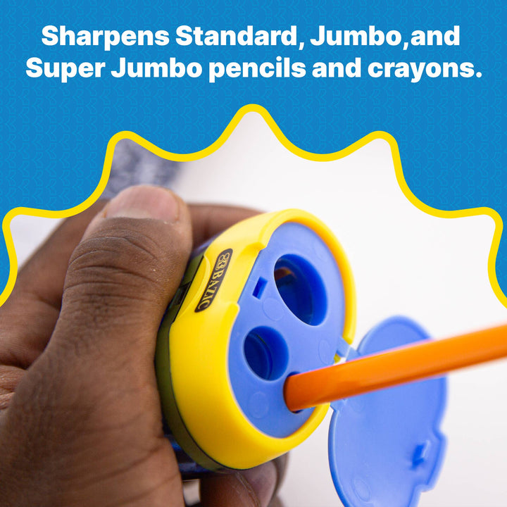 Triple Hole Pencil Sharpener w/ Receptacle, Standard Jumbo