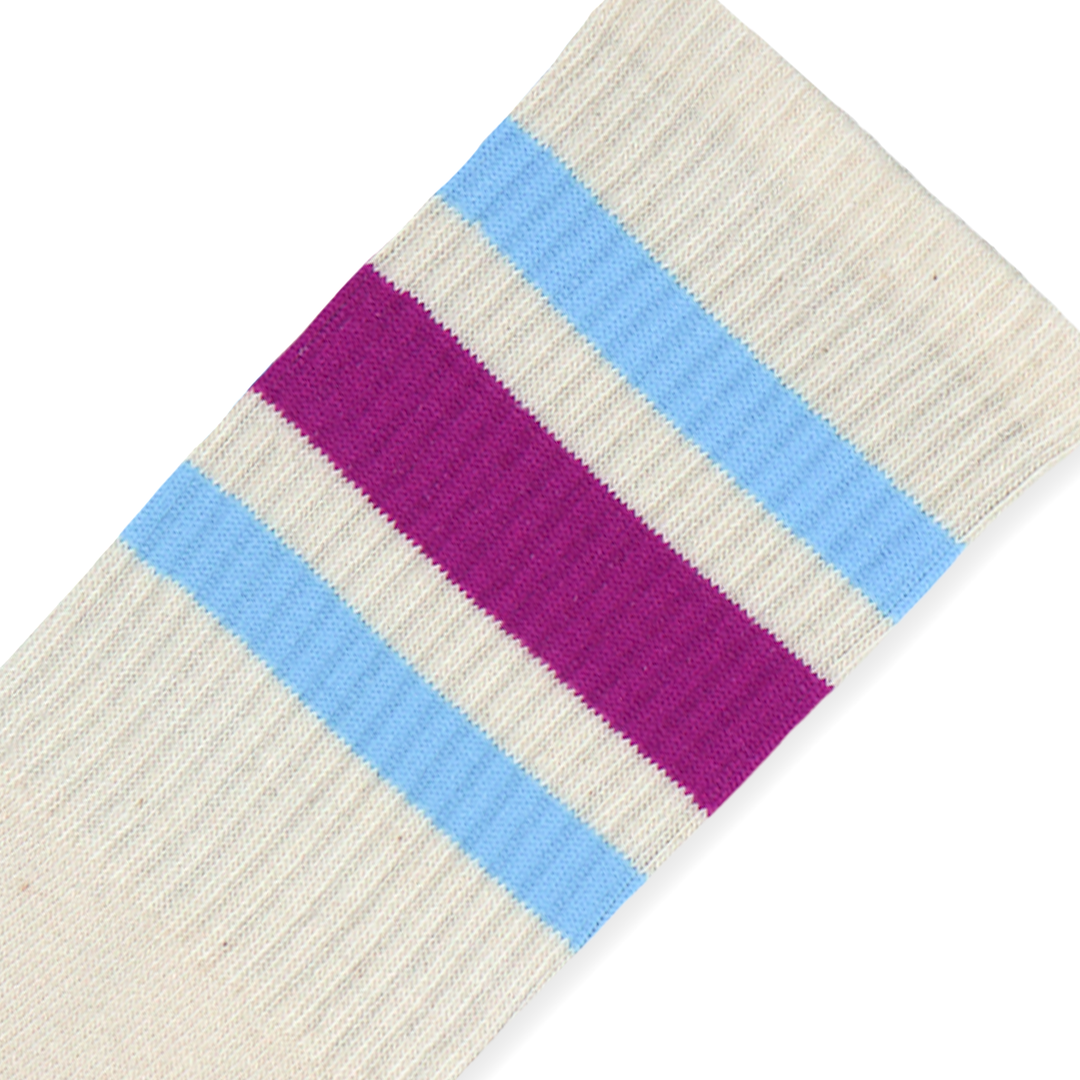 Adult L/XL Berry & Light Blue Striped Socks