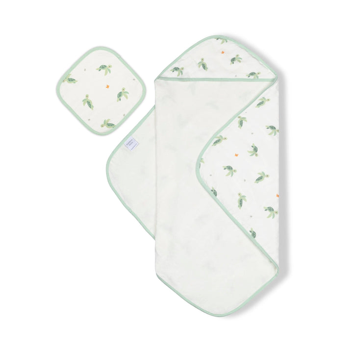 Hooded Towel and Washcloth Set - Turtle