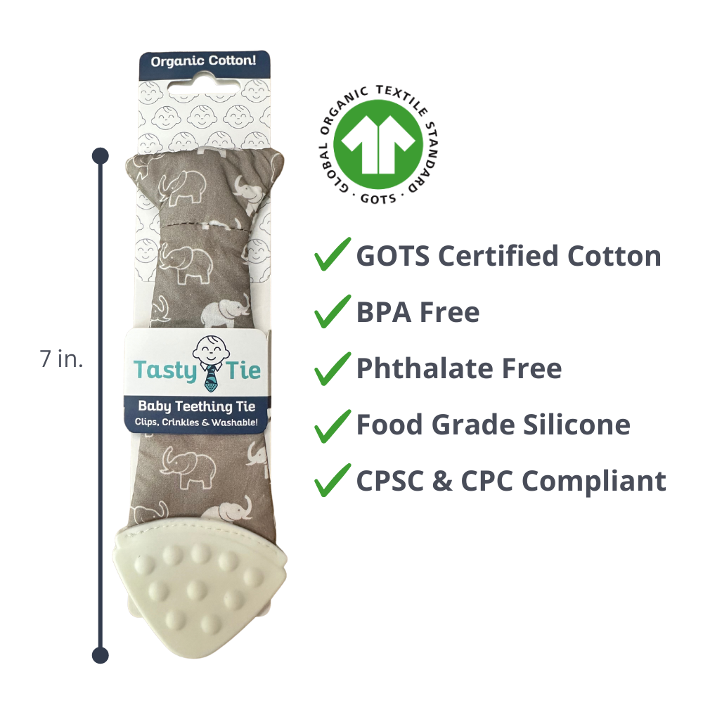 Elephant Teething Tie Crinkle Toy
