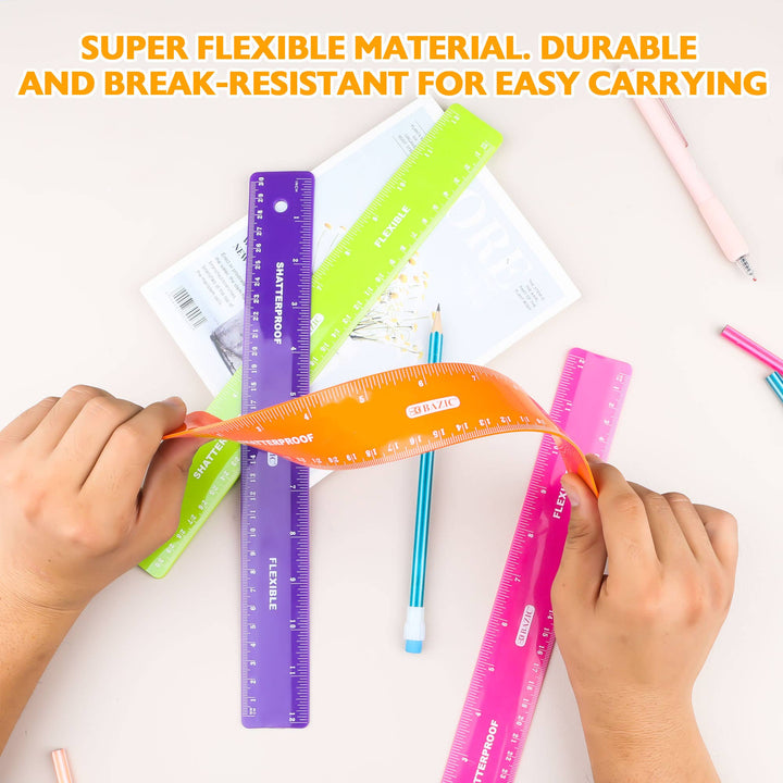 12 In Shatterproof Flexible Ruler, Inch & Metric