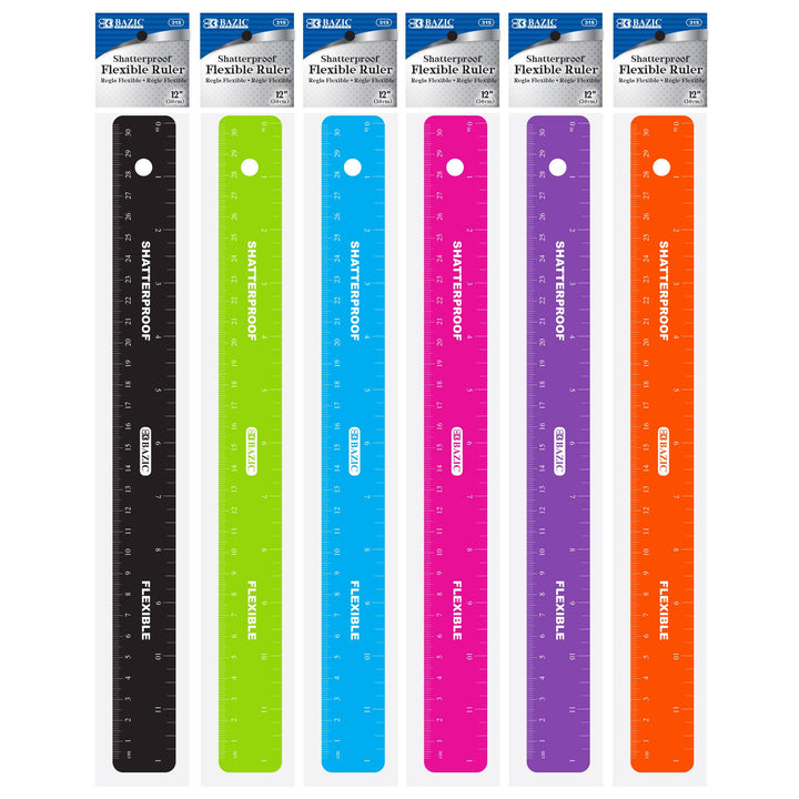 12 In Shatterproof Flexible Ruler, Inch & Metric