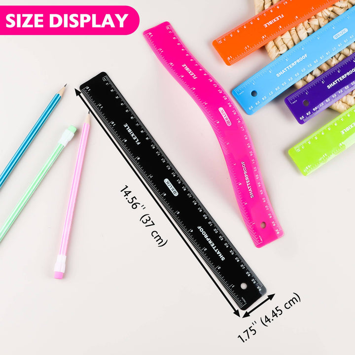 12 In Shatterproof Flexible Ruler, Inch & Metric