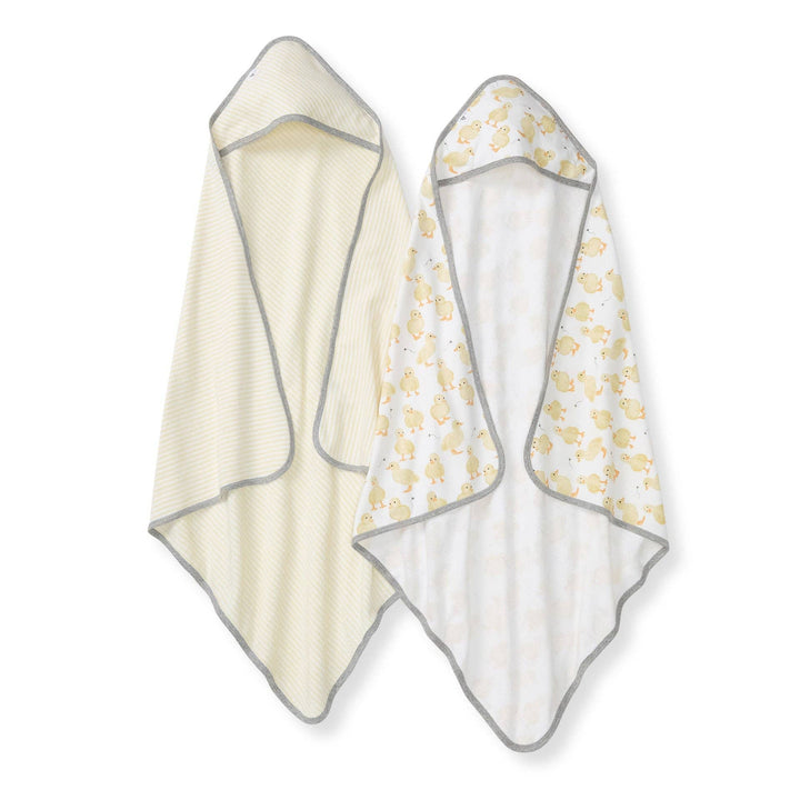 Little Ducks Organic Cotton Hooded Towels 2 Pack: Double Cream / One Size
