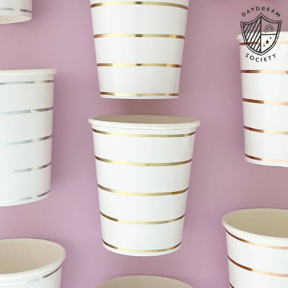 Frenchie Metallic Striped 9oz Cups Gold