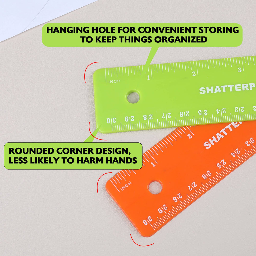12 In Shatterproof Flexible Ruler, Inch & Metric
