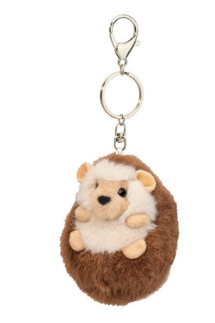 Plush hedgehog keychain on a white background