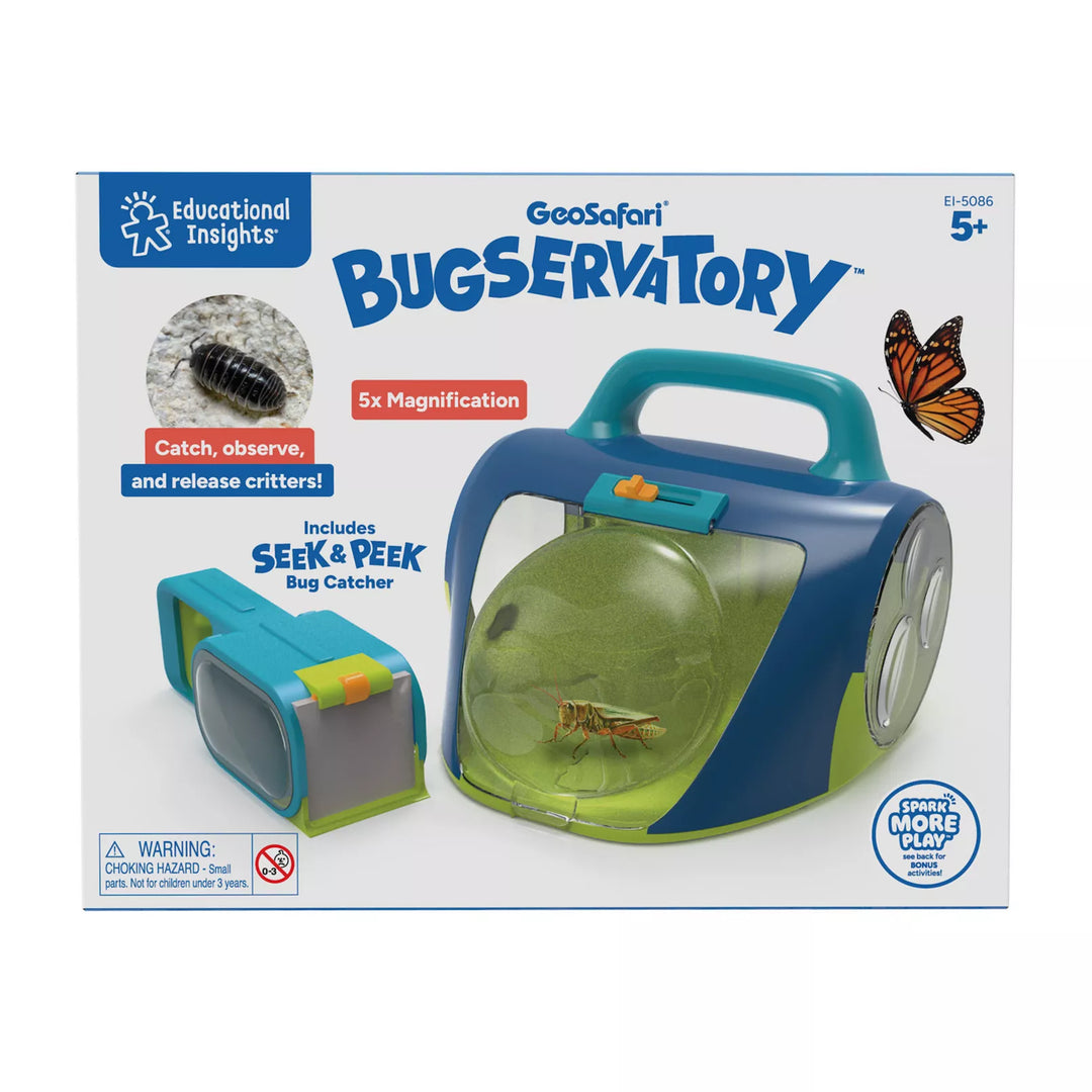 Geosafari Bugservatory packaging with educational insights on a white background