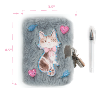 Cuddle Cat Grey Mini Furry Journal