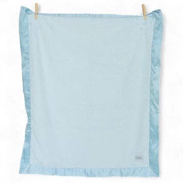 Blue Baby Blanket with Satin Trim in Luxe