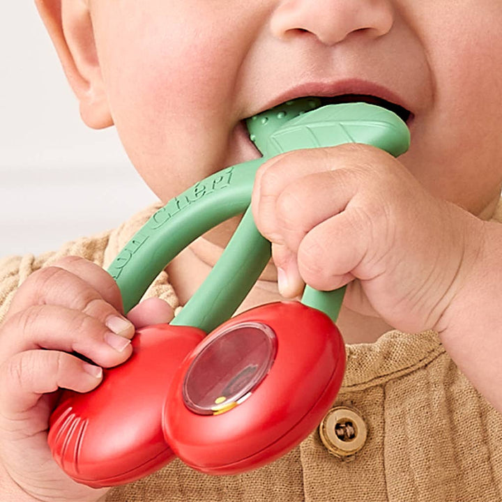 Silicone Teether with Rattle: Cherries