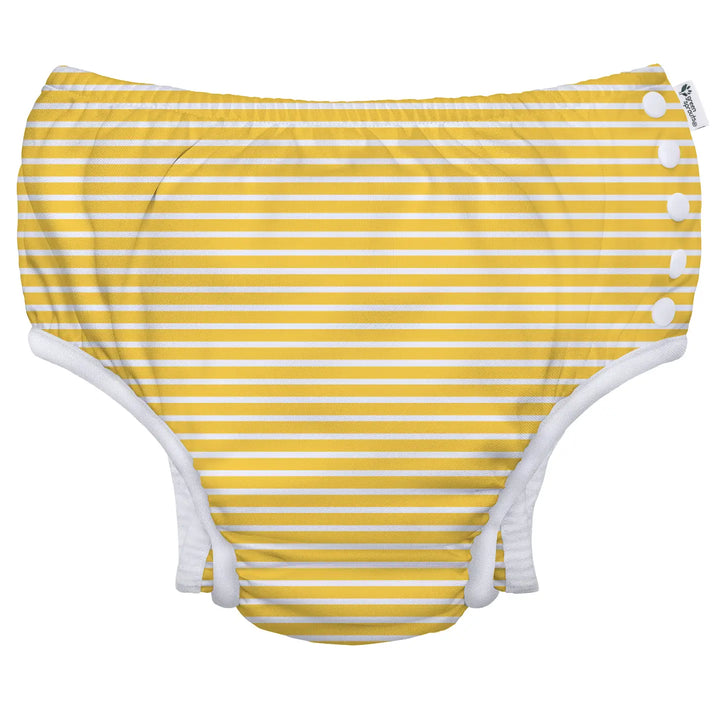 Yellow Stripe Side Snap Swim Diaper