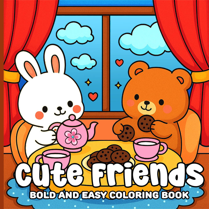 Cute Friends Bold and Easy Coloring Book