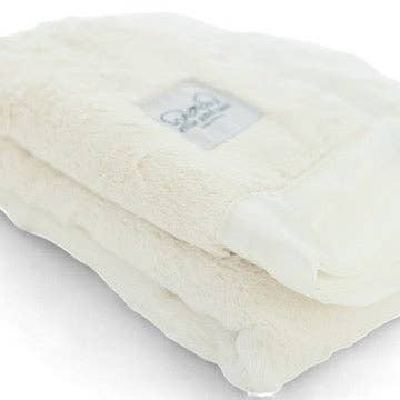 Ivory Baby Blanket with Satin Trim in Luxe