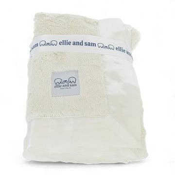 Ivory Baby Blanket with Satin Trim in Luxe