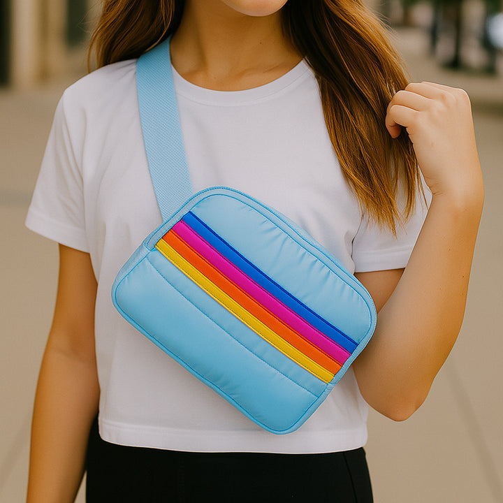 Blue Puffer Belt Bag