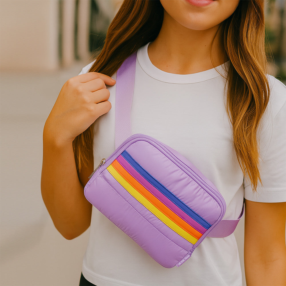 Purple Puffer Belt Bag