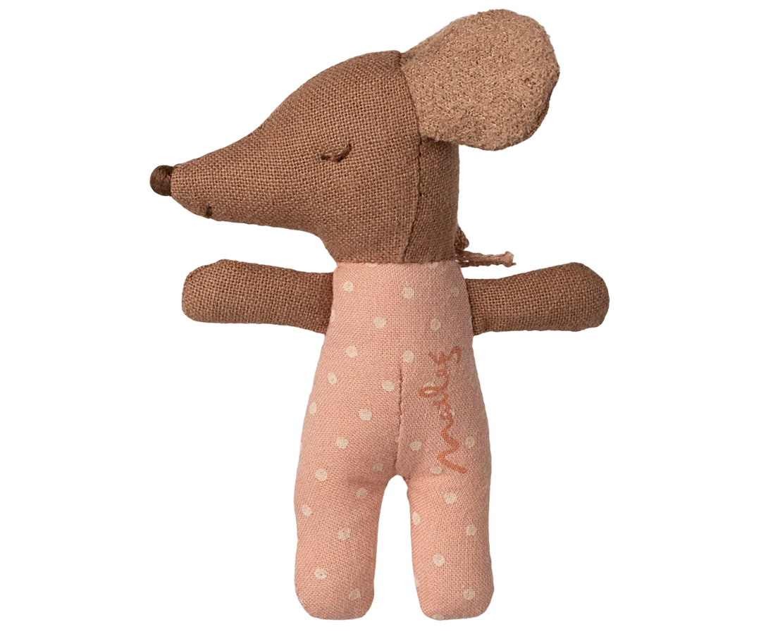 Sleepy wakey baby mouse in matchbox - Rose