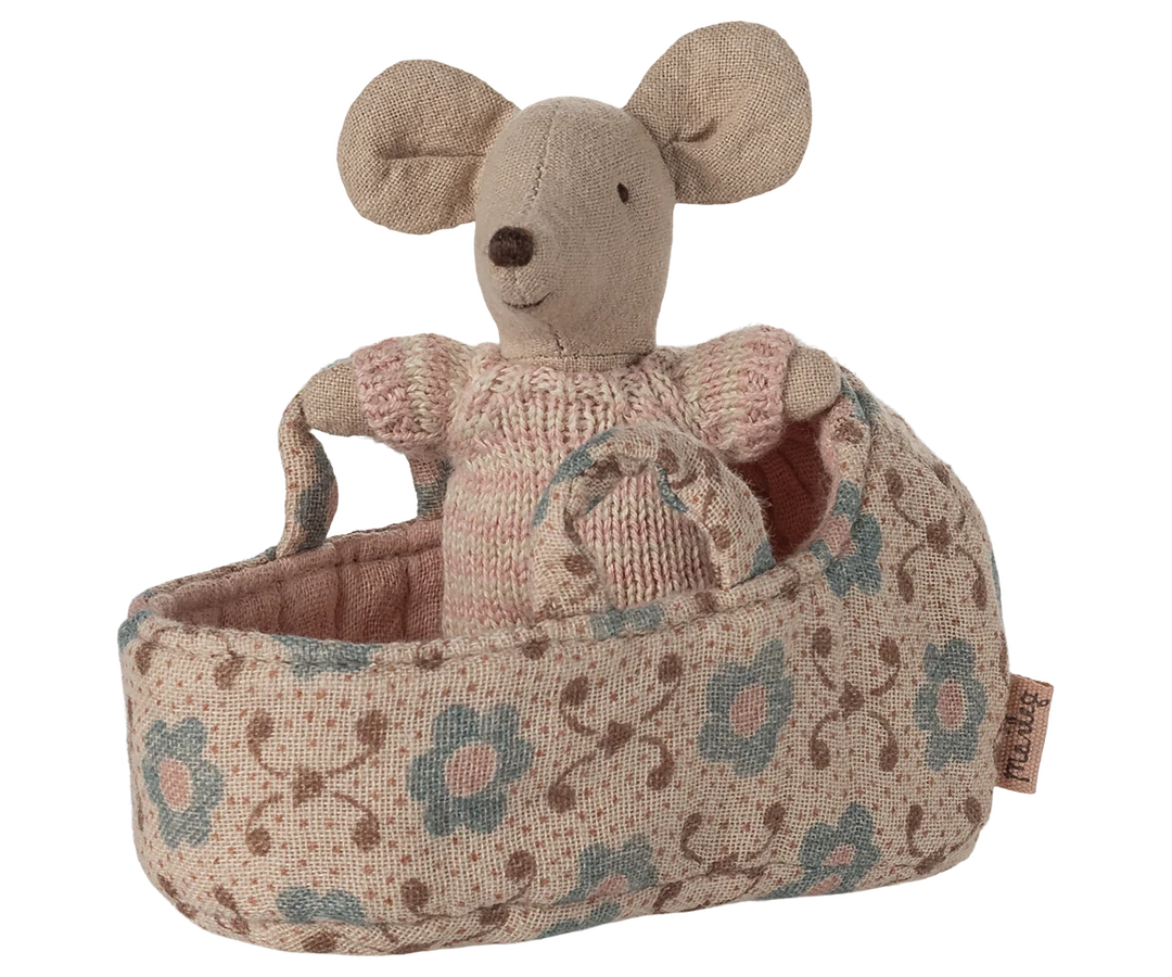 Rose Baby Mouse in Carry Cot