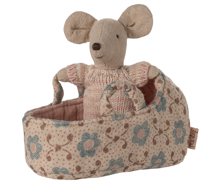 Rose Baby Mouse in Carry Cot