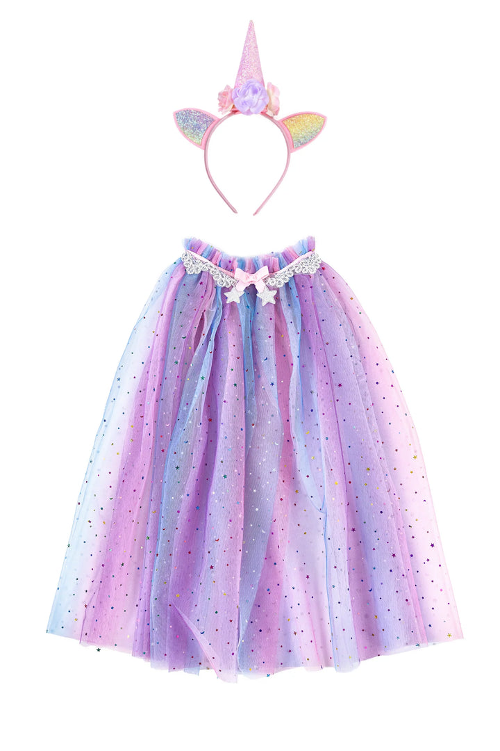 Rainbow Unicorn Cape & Headband, Multi, Size 4-6