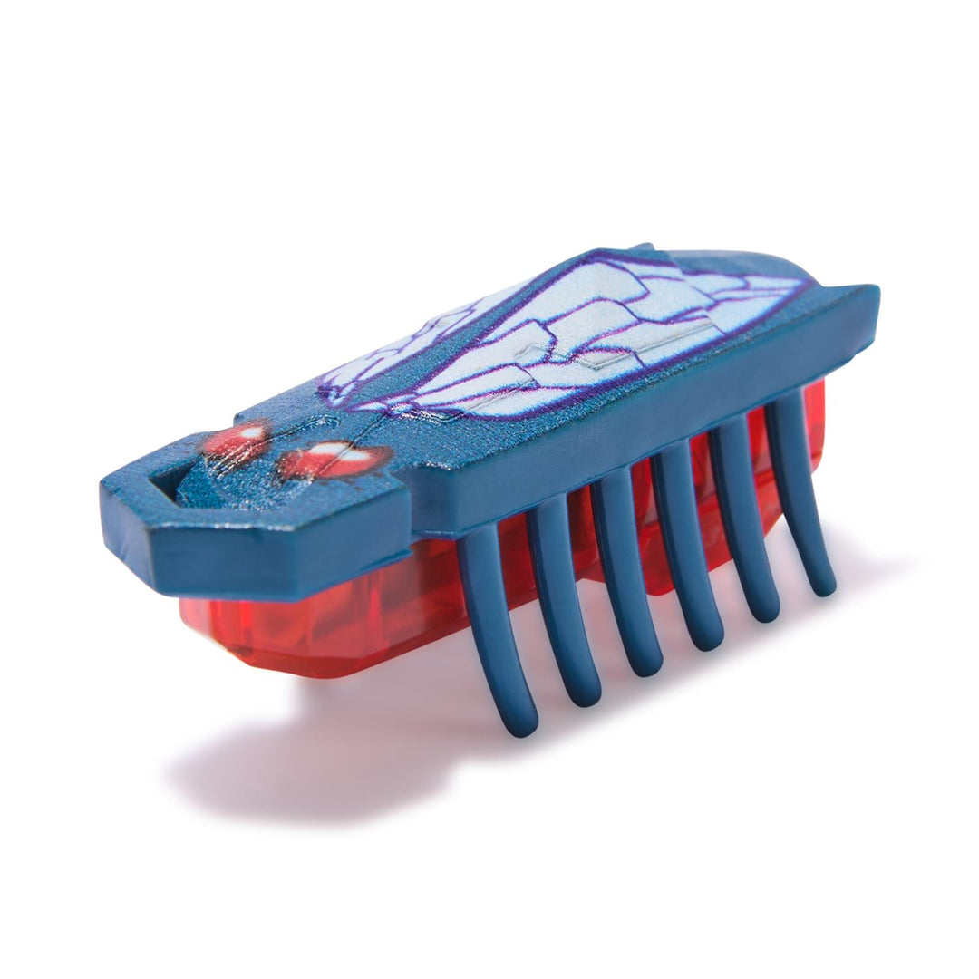 Blue and red comb with spider design on a white background