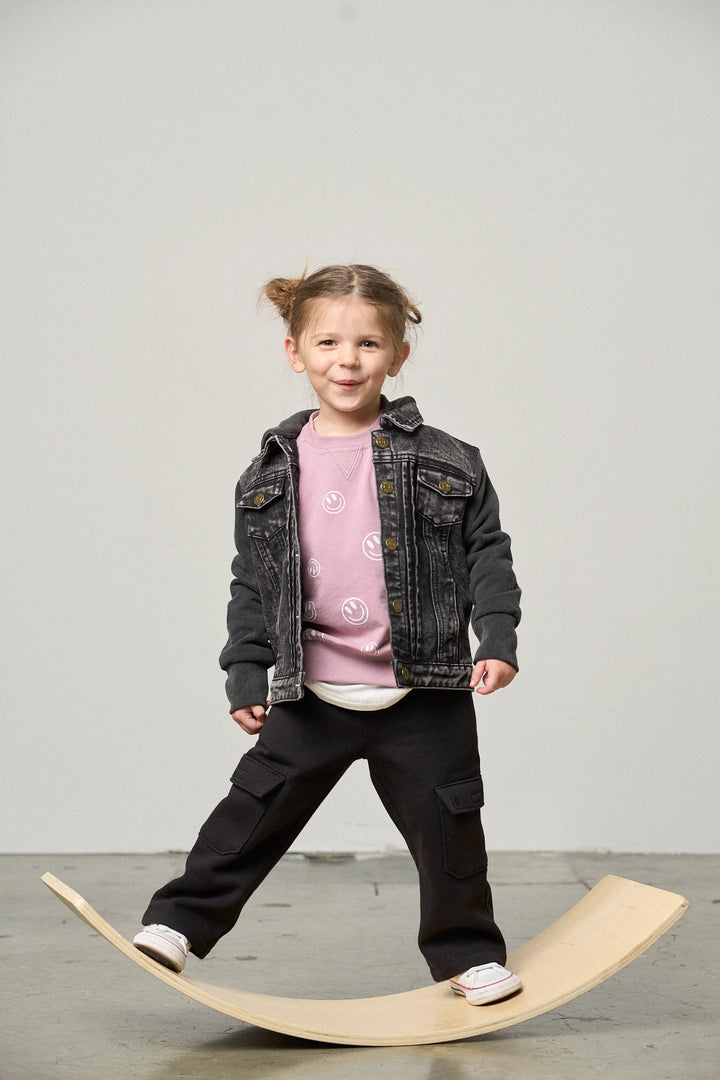 Hooded Denim Jacket - Washed Black
