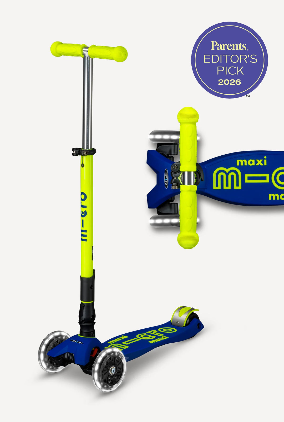 Maxi Canary Yellow Blue Foldable Neon LED Scooter