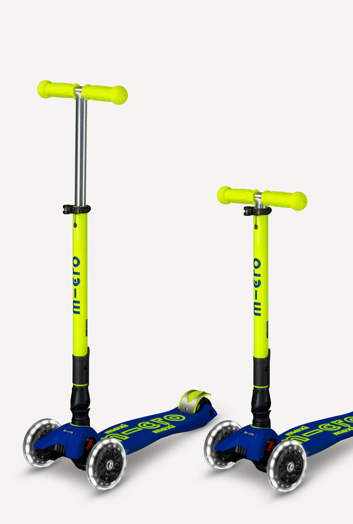 Maxi Canary Yellow Blue Foldable Neon LED Scooter