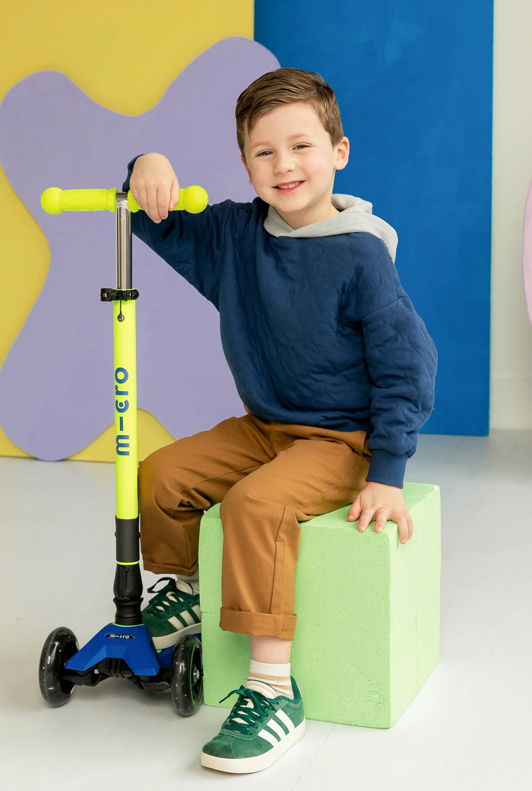 Maxi Canary Yellow Blue Foldable Neon LED Scooter