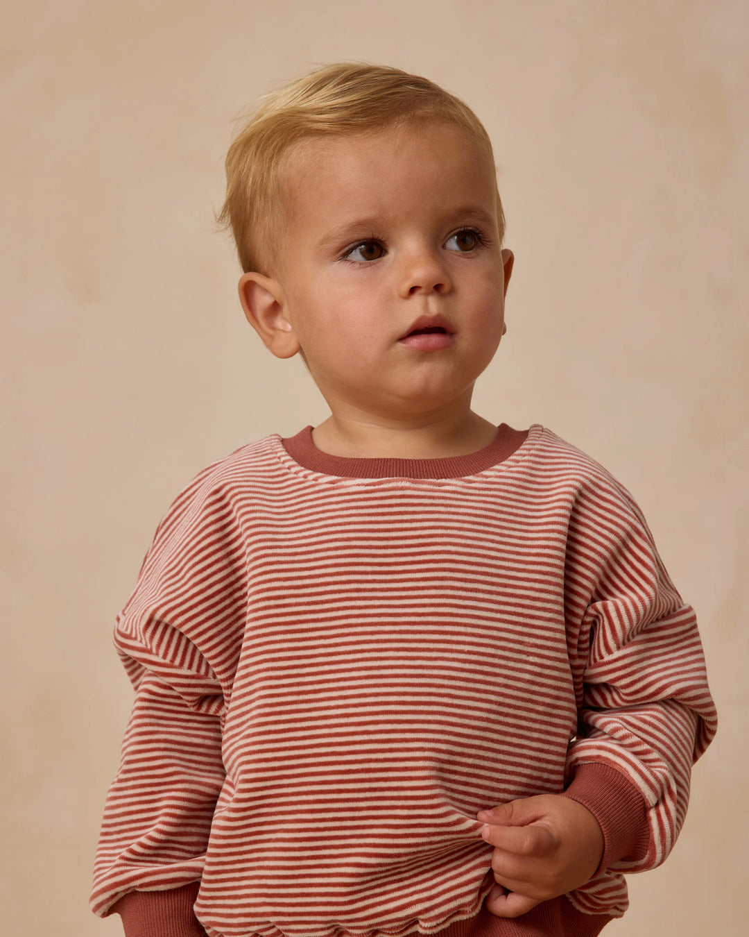 Velour Relaxed Sweatshirt Cranberry Stripe
