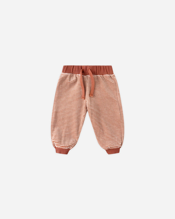Velour Relaxed Sweatpant Cranberry Stripe