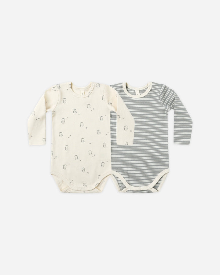 Blue Stripe Ribbed Bodysuit