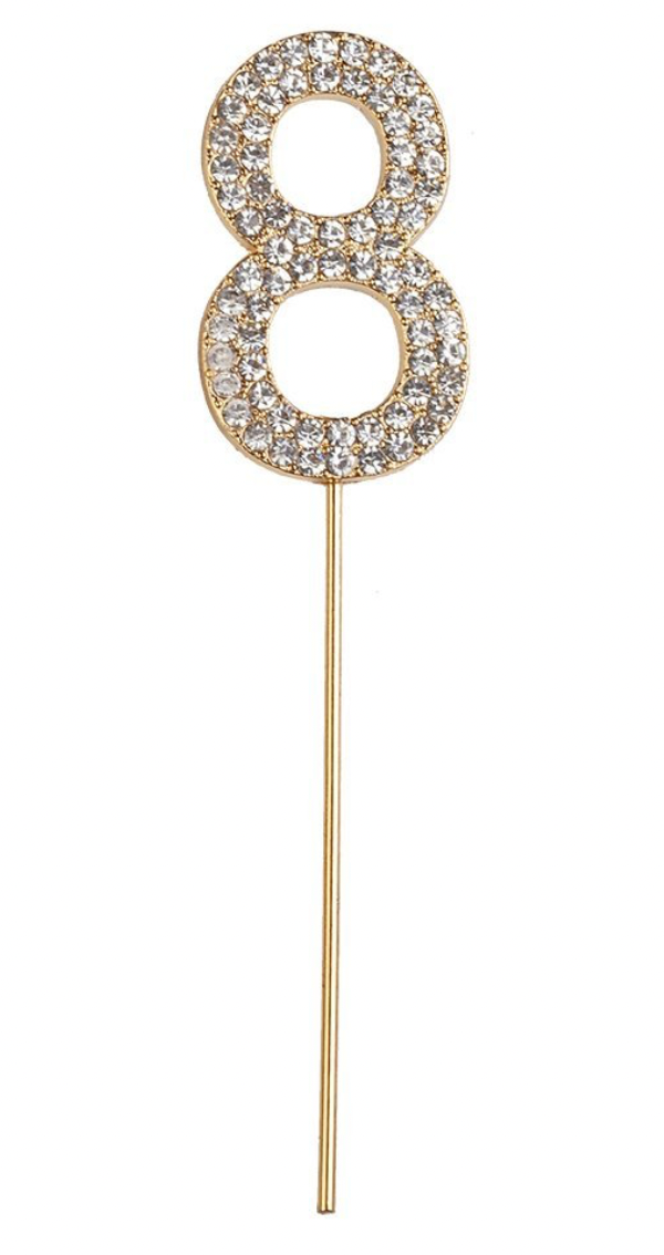 Rhinestone Number Cake Topper