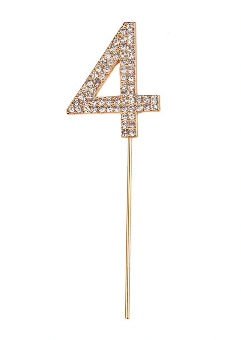 Rhinestone Number Cake Topper